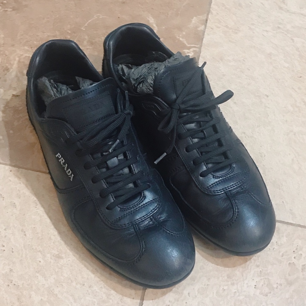 Black Leather Prada Sneakers - Picture 2 of 6